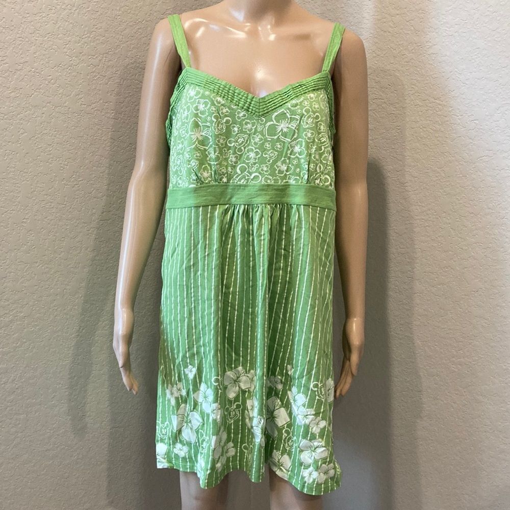 Nwot vintage Walt Disney World green cotton dress, w/ Mickey Mouse print